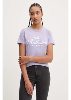 Hollister Co. t-shirt bawełniany damski kolor fioletowy KI357-3295 ze sklepu ANSWEAR.com w kategorii Bluzki damskie - zdjęcie 174073107