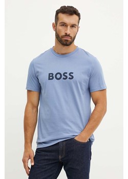 BOSS t-shirt bawełniany kolor niebieski z nadrukiem 50503276 ze sklepu ANSWEAR.com w kategorii T-shirty męskie - zdjęcie 174073247