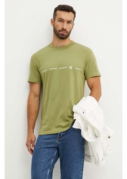 Calvin Klein Jeans t-shirt bawełniany męski kolor zielony z nadrukiem ze sklepu ANSWEAR.com w kategorii T-shirty męskie - zdjęcie 174073255