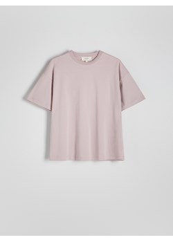 Reserved - T-shirt oversize z merceryzowanej bawełny - jasnofioletowy ze sklepu Reserved w kategorii Bluzki damskie - zdjęcie 174077476