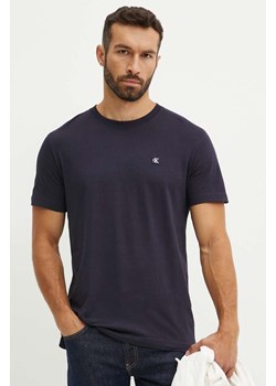 Calvin Klein Jeans t-shirt bawełniany męski kolor niebieski gładki J30J325268 ze sklepu ANSWEAR.com w kategorii T-shirty męskie - zdjęcie 174079038