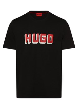 HUGO Koszulka męska - Daqerio Mężczyźni Bawełna czarny nadruk ze sklepu vangraaf w kategorii T-shirty męskie - zdjęcie 174081159