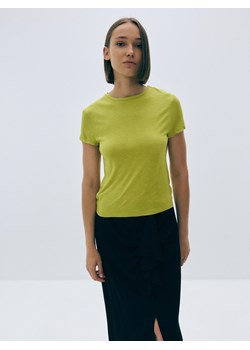 Reserved - T-shirt z wiskozy - oliwkowy ze sklepu Reserved w kategorii Bluzki damskie - zdjęcie 174081268