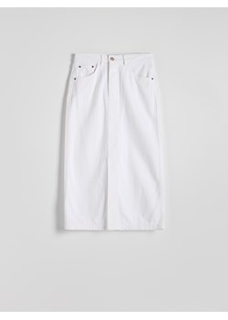Reserved - Jeansowa spódnica midi - biały ze sklepu Reserved w kategorii Spódnice - zdjęcie 174081306