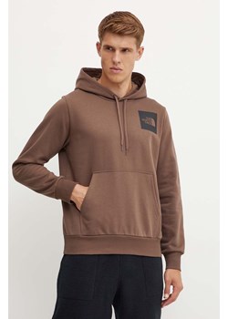 The North Face bluza Fine Hoodie męska kolor brązowy z kapturem z nadrukiem NF0A89EU1OI1 ze sklepu ANSWEAR.com w kategorii Bluzy męskie - zdjęcie 174083315