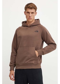 The North Face bluza Raglan Redbox Hoodie męska kolor brązowy z kapturem gładka NF0A89F91OI1 ze sklepu ANSWEAR.com w kategorii Bluzy męskie - zdjęcie 174083325