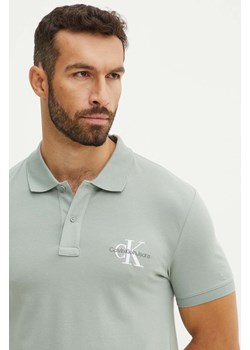 Calvin Klein Jeans polo męski kolor szary z aplikacją J30J325664 ze sklepu ANSWEAR.com w kategorii T-shirty męskie - zdjęcie 174083529