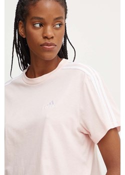 adidas t-shirt bawełniany Essentials damski kolor różowy IY4227 ze sklepu ANSWEAR.com w kategorii Bluzki damskie - zdjęcie 174083598
