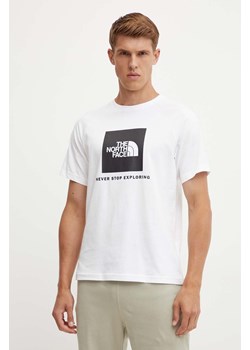 The North Face t-shirt bawełniany S/S Raglan Redbox Tee męski kolor biały z nadrukiem NF0A87NJFN41 ze sklepu ANSWEAR.com w kategorii T-shirty męskie - zdjęcie 174083705