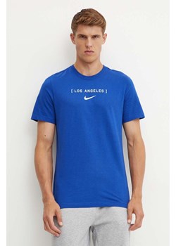 Nike t-shirt bawełniany Los Angeles Dodgers męski kolor niebieski z nadrukiem ze sklepu ANSWEAR.com w kategorii T-shirty męskie - zdjęcie 174083797