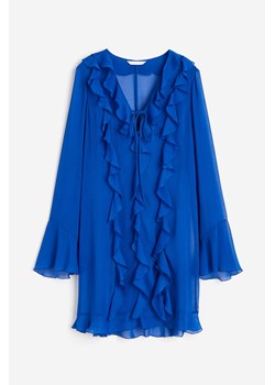 H & M - Szyfonowa sukienka z falbanami - Niebieski ze sklepu H&M w kategorii Sukienki - zdjęcie 174083869