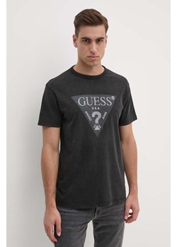 Guess t-shirt bawełniany męski kolor czarny z aplikacją M4YI05 I3Z14 ze sklepu ANSWEAR.com w kategorii T-shirty męskie - zdjęcie 174087087