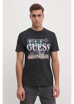 Guess t-shirt bawełniany męski kolor czarny z nadrukiem M4YI79 K9RM1 ze sklepu ANSWEAR.com w kategorii T-shirty męskie - zdjęcie 174087096