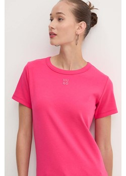 HUGO t-shirt damski kolor różowy 50512002 ze sklepu ANSWEAR.com w kategorii Bluzki damskie - zdjęcie 174087206