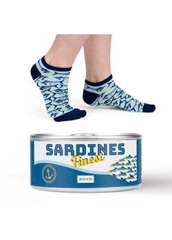 Stopki damskie kolorowe SOXO GOOD STUFF śmieszne sardynki w puszce na prezent ze sklepu Sklep SOXO w kategorii Skarpetki damskie - zdjęcie 174092155