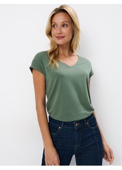 Mohito - Zielony t-shirt z krótkim rękawem - zielony ze sklepu Mohito w kategorii Bluzki damskie - zdjęcie 174093238