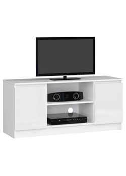 Biała szafka pod telewizor w połysku - Galapi 4X 120 cm ze sklepu Edinos.pl w kategorii Szafki RTV - zdjęcie 174095636