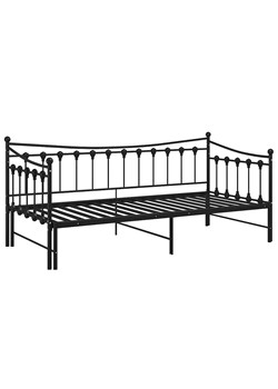 Czarne rozkładane łóżko metalowe 90x200 cm - Sawga ze sklepu Edinos.pl w kategorii Łóżka i materace - zdjęcie 174095755