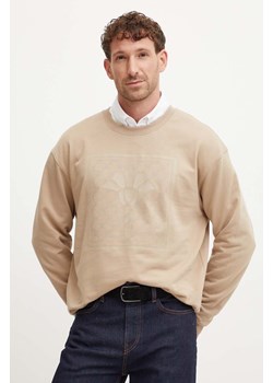 Joop! bluza bawełniana męska kolor beżowy z nadrukiem 30042874 ze sklepu ANSWEAR.com w kategorii Bluzy męskie - zdjęcie 174096027