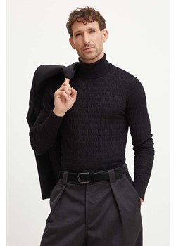 Emporio Armani sweter wełniany męski kolor czarny lekki z golferm 6D1MXJ 1MJMZ ze sklepu ANSWEAR.com w kategorii Swetry męskie - zdjęcie 174096407