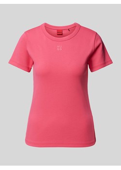 T-shirt z prążkowanym okrągłym dekoltem ze sklepu Peek&Cloppenburg  w kategorii Bluzki damskie - zdjęcie 174096685