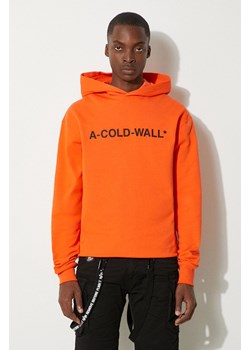 A-COLD-WALL* bluza bawełniana Essential Logo Hoodie męska kolor pomarańczowy z kapturem z nadrukiem ACWMW083.-LIGHTORANG ze sklepu PRM w kategorii Bluzy męskie - zdjęcie 174097698