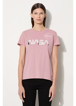 Alpha Industries t-shirt bawełniany NASA PM kolor różowy 198053.487-ROZOWY ze sklepu PRM w kategorii Bluzki damskie - zdjęcie 174097838