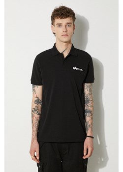 Alpha Industries polo bawełniane Basic kolor czarny z nadrukiem 106600.03-CZARNY ze sklepu PRM w kategorii T-shirty męskie - zdjęcie 174097848