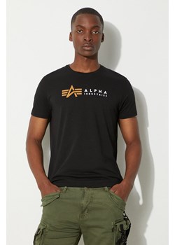 Alpha Industries t-shirt bawełniany  Alpha Label T kolor czarny z nadrukiem 118502 03 118502.03-CZARNY ze sklepu PRM w kategorii T-shirty męskie - zdjęcie 174097856