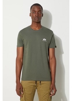 Alpha Industries t-shirt bawełniany Basic T Small Logo kolor zielony gładki 188505.142 ze sklepu PRM w kategorii T-shirty męskie - zdjęcie 174097898