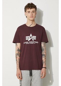 Alpha Industries t-shirt bawełniany Basic T-Shirt kolor bordowy z nadrukiem 100501.21 ze sklepu PRM w kategorii T-shirty męskie - zdjęcie 174098218