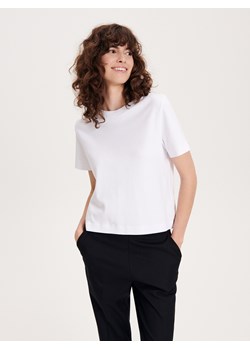 Reserved - T-shirt z merceryzowanej bawełny - biały ze sklepu Reserved w kategorii Bluzki damskie - zdjęcie 174099135