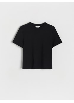 Reserved - T-shirt z merceryzowanej bawełny - czarny ze sklepu Reserved w kategorii Bluzki damskie - zdjęcie 174099147