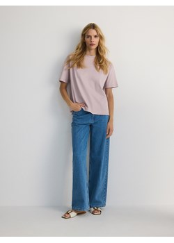 Reserved - T-shirt oversize z merceryzowanej bawełny - jasnofioletowy ze sklepu Reserved w kategorii Bluzki damskie - zdjęcie 174099337
