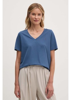 Tommy Hilfiger t-shirt bawełniany damski kolor niebieski ze sklepu ANSWEAR.com w kategorii Bluzki damskie - zdjęcie 174101179