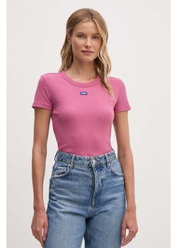 Hugo Blue t-shirt damski kolor różowy 50523924 ze sklepu ANSWEAR.com w kategorii Bluzki damskie - zdjęcie 174101399