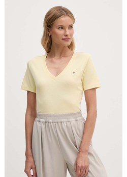 Tommy Hilfiger t-shirt bawełniany damski kolor żółty WW0WW40584 ze sklepu ANSWEAR.com w kategorii Bluzki damskie - zdjęcie 174101536
