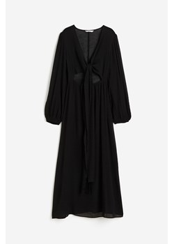 H & M - Kreszowana sukienka z wiązaniem - Czarny ze sklepu H&M w kategorii Sukienki - zdjęcie 174102359