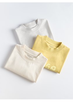 Reserved - Bawełniany t-shirt oversize 3 pack - kremowy ze sklepu Reserved w kategorii T-shirty chłopięce - zdjęcie 174104557