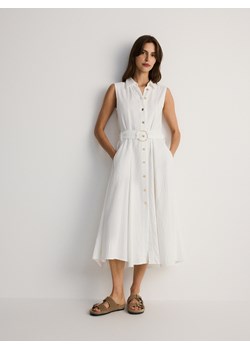 Reserved - Szmizjerka z odkrytymi ramionami - złamana biel ze sklepu Reserved w kategorii Sukienki - zdjęcie 174104585