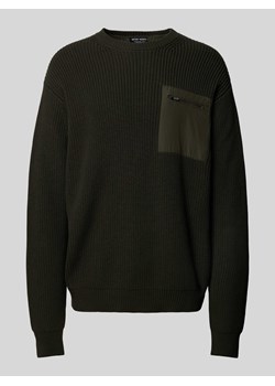 Sweter z dzianiny z kieszenią na piersi ze sklepu Peek&Cloppenburg  w kategorii Swetry męskie - zdjęcie 174109009