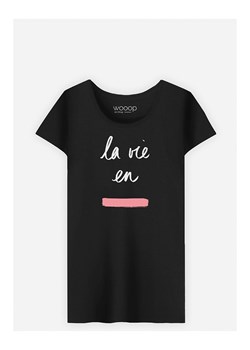 WOOOP Koszulka &quot;La vie en Rose&quot; w kolorze czarnym ze sklepu Limango Polska w kategorii Bluzki damskie - zdjęcie 174109529