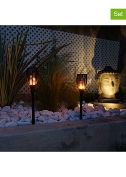 lumisky Lampy solarne LED (2 szt.) &quot;Mini Maity Sun&quot; w kolorze czarnym - wys. 70 cm ze sklepu Limango Polska w kategorii Oświetlenie ogrodowe - zdjęcie 174110849