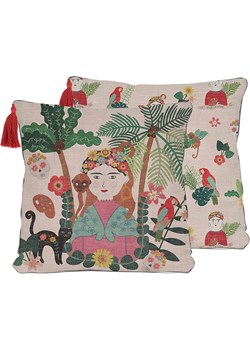 Folkifreckles Poszewka &quot;Frida and Jungle&quot; w kolorze beżowym na poduszkę - 45 x 45 cm ze sklepu Limango Polska w kategorii Poduszki dekoracyjne - zdjęcie 174110888