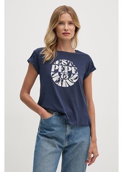 Pepe Jeans t-shirt bawełniany ELVIA damski kolor granatowy PL505881 ze sklepu ANSWEAR.com w kategorii Bluzki damskie - zdjęcie 174116138