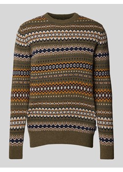 Sweter z dzianiny z okrągłym dekoltem model ‘Case Fairisle’ ze sklepu Peek&Cloppenburg  w kategorii Swetry męskie - zdjęcie 174117209
