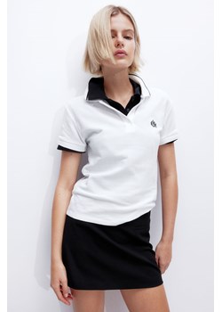 H & M - Top polo z piki z haftowanym motywem - Biały ze sklepu H&M w kategorii Bluzki damskie - zdjęcie 174118188