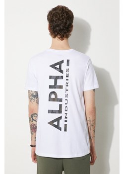 Alpha Industries t-shirt bawełniany kolor biały z nadrukiem 128507CP.573-BIALY ze sklepu PRM w kategorii T-shirty męskie - zdjęcie 174118908