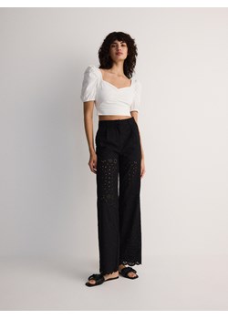 Reserved - Spodnie w ażurowy wzór - czarny ze sklepu Reserved w kategorii Spodnie damskie - zdjęcie 174120588
