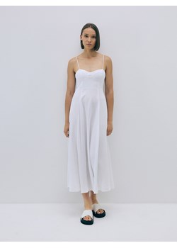 Reserved - Sukienka midi z gorsetową górą - biały ze sklepu Reserved w kategorii Sukienki - zdjęcie 174120966